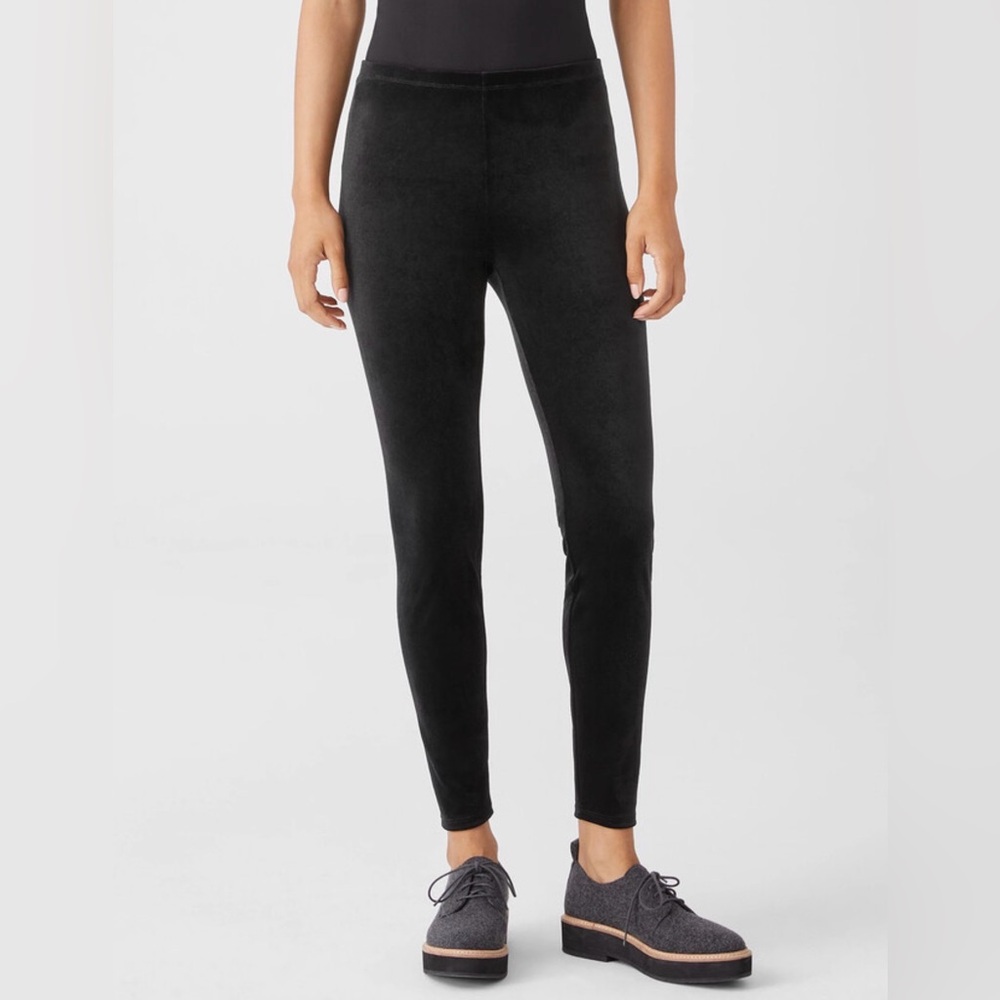 NWOT Eileen Fisher Velvet Black Leggings  Size XL
